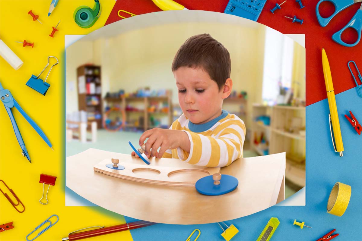 Child gaining Montessori self-confidence from day one in classroom